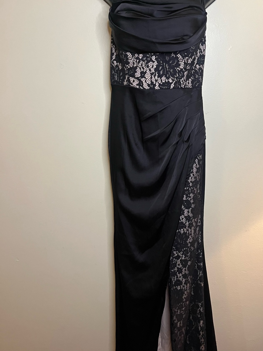 Fashion Nova Black Lace-Detail Evening Gown